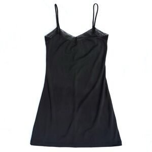 Vintage 90s Y2K Forever 21 Black Spaghetti Strap Mesh Mall Goth Club Minidress